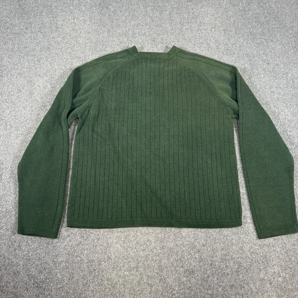 Abercrombie Fitch Sweater Mens Large Green V Neck Ribbed Y2K Classic Long Sleeve